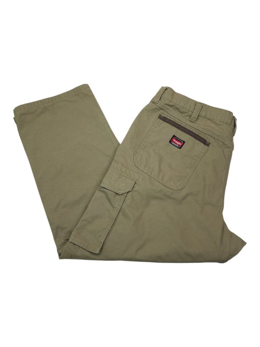 Wrangler Workwear Mens Cargo Pants Khaki 42X30 100% Cotton Durable Utility Style